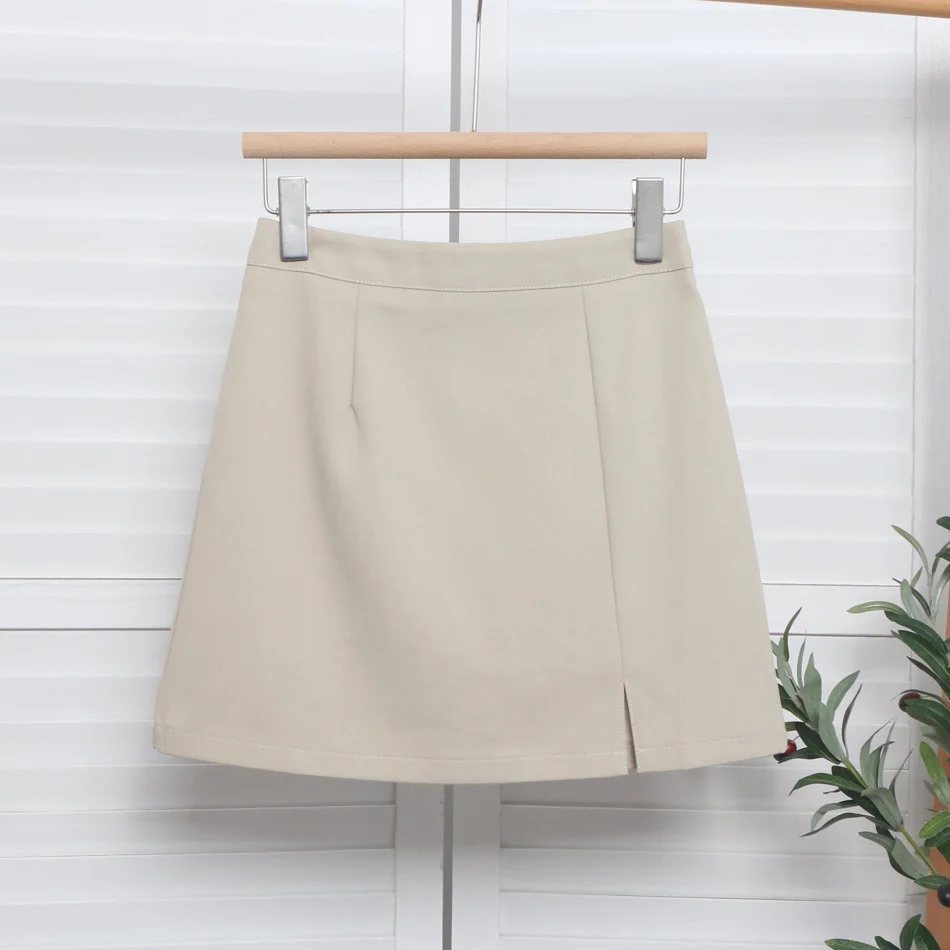 Uveng High-Waisted Open Forked-Butg Anti-Walking A-Word Short Skirt Woman 2023 Suit Fabric Thin A-Dress Skirt 8871