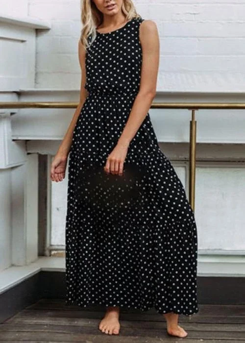 fashion polka dot button women s dress maxi dress p120442
