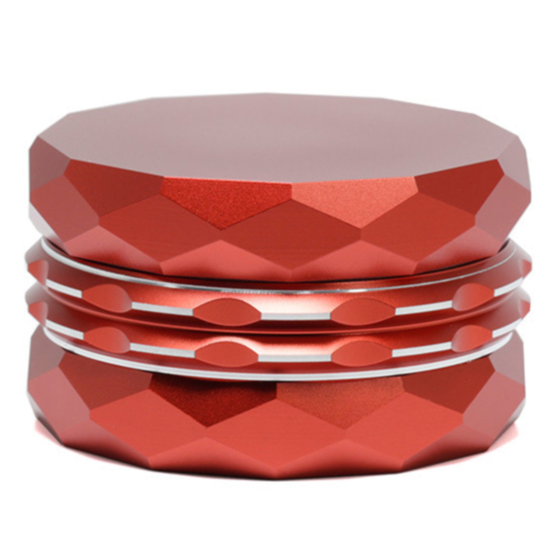 63MM 4 Part Aluminum Alloy Diamond Flat Pattern Smoke Grinder-Red Color