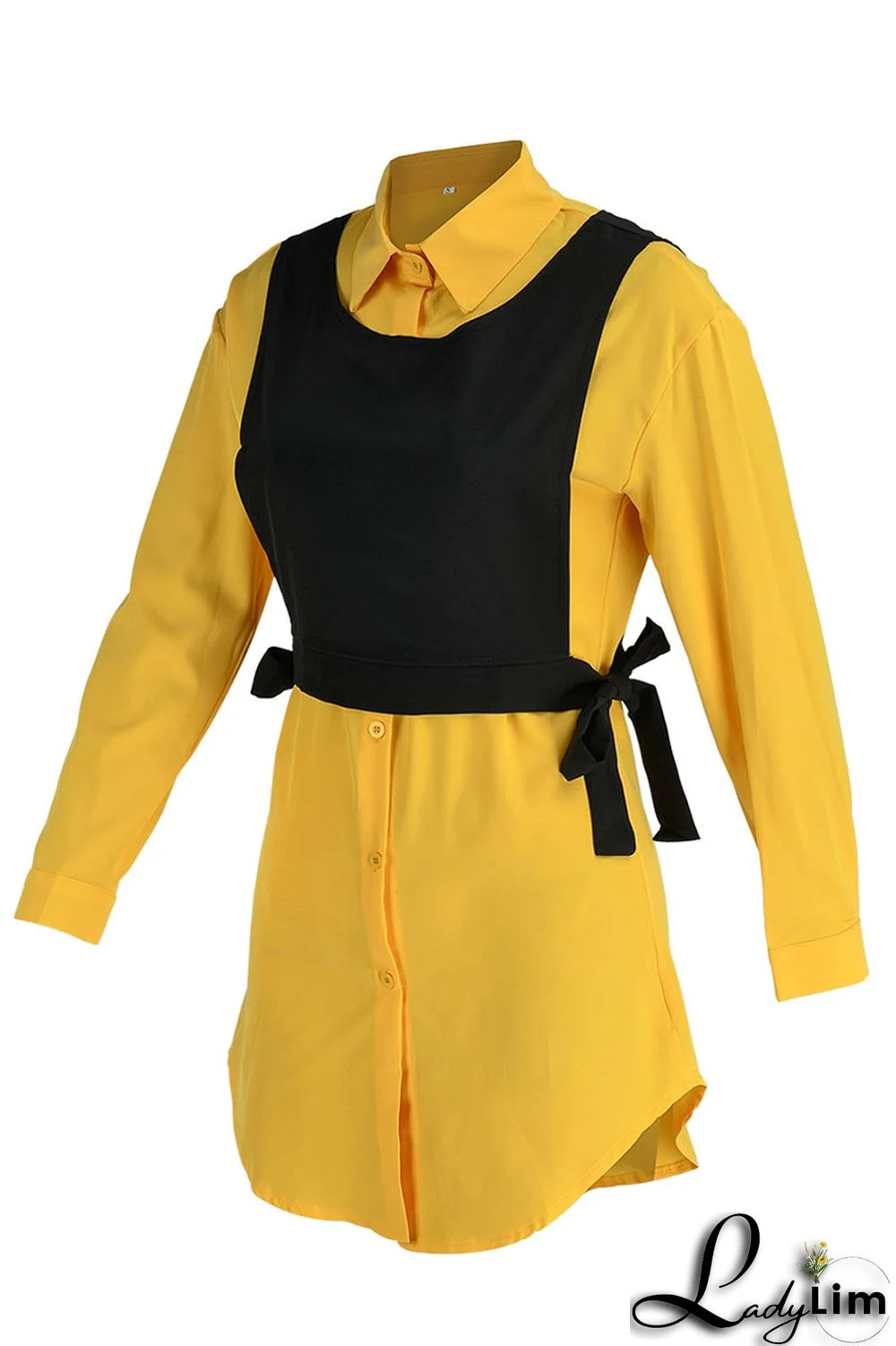 Light Blue Casual Simplicity Solid Patchwork Buckle Turndown Collar Long Sleeve Two Pieces