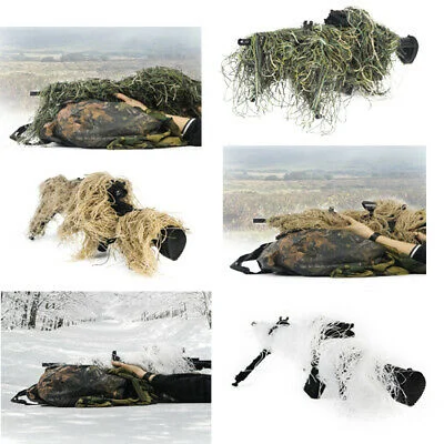 GUGULUZA 3D Camo Woodland Rifle Gun Wrap Cover Ghillie Suit Sniper Paintball 3 COLORS