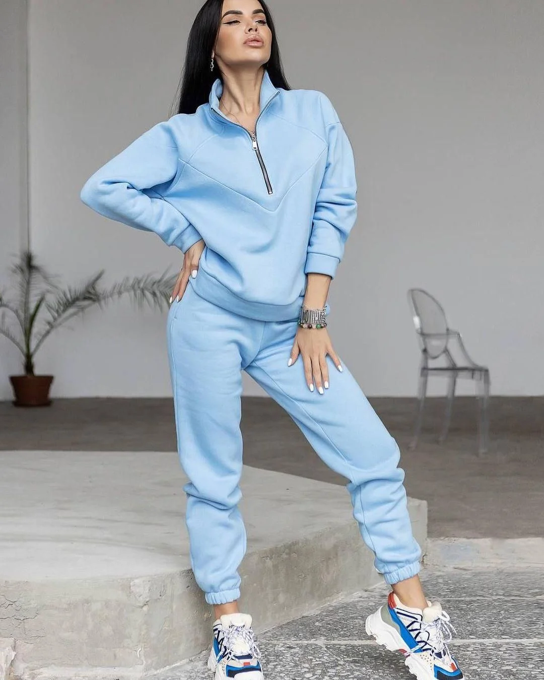 Nigikala Nigikala And Autumn 2023 Fashion Casual Hoodie Two Sets Of Long-Sleeved Solid Color Grip Velvet Feet Leisure Suit