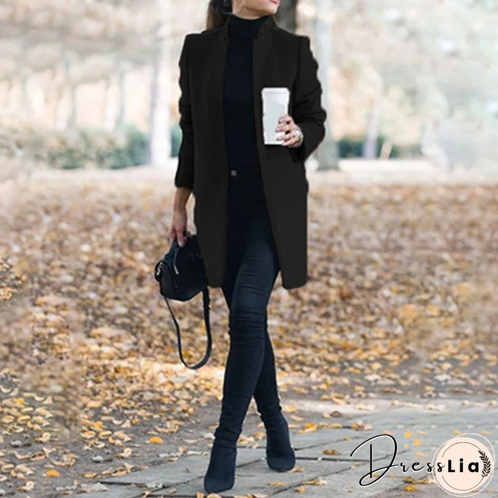 Fashion Women Autumn Winter Long Sleeve Coat Loose Warm Lightweight Jackets Casual Solid Color Parka Cardigans