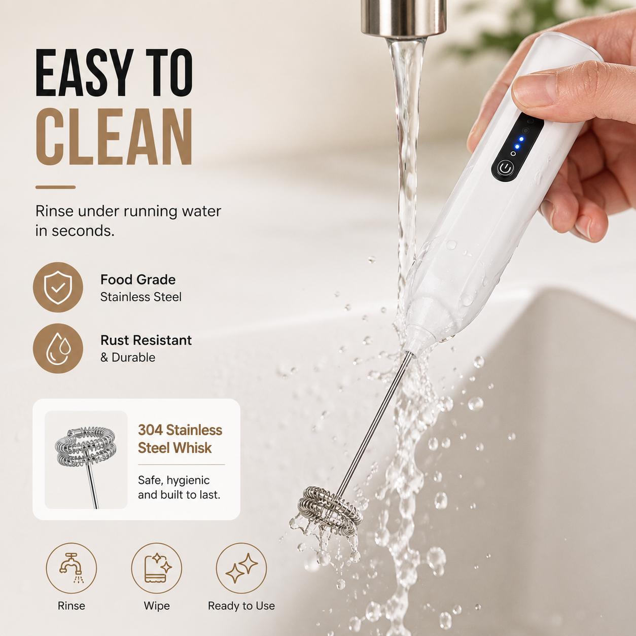USB-C rechargeable handheld milk frother