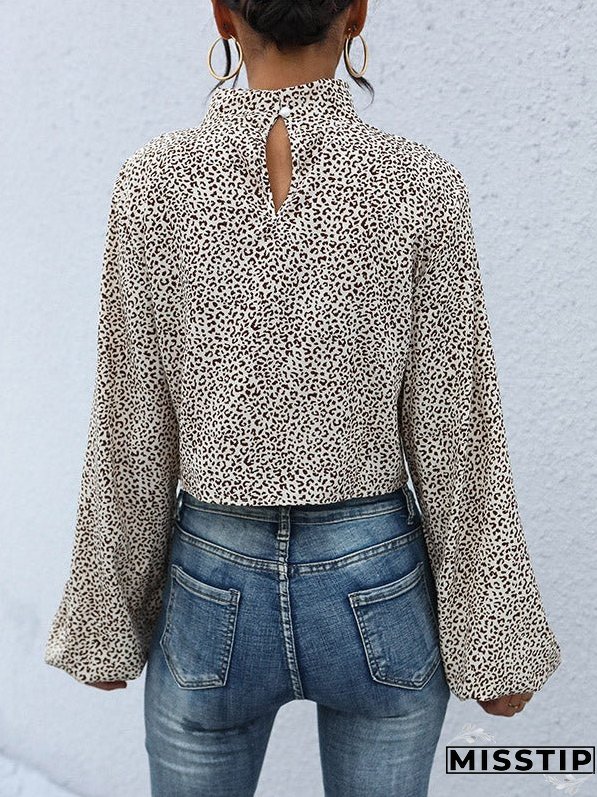Printed Leopard Print Chiffon Shirt