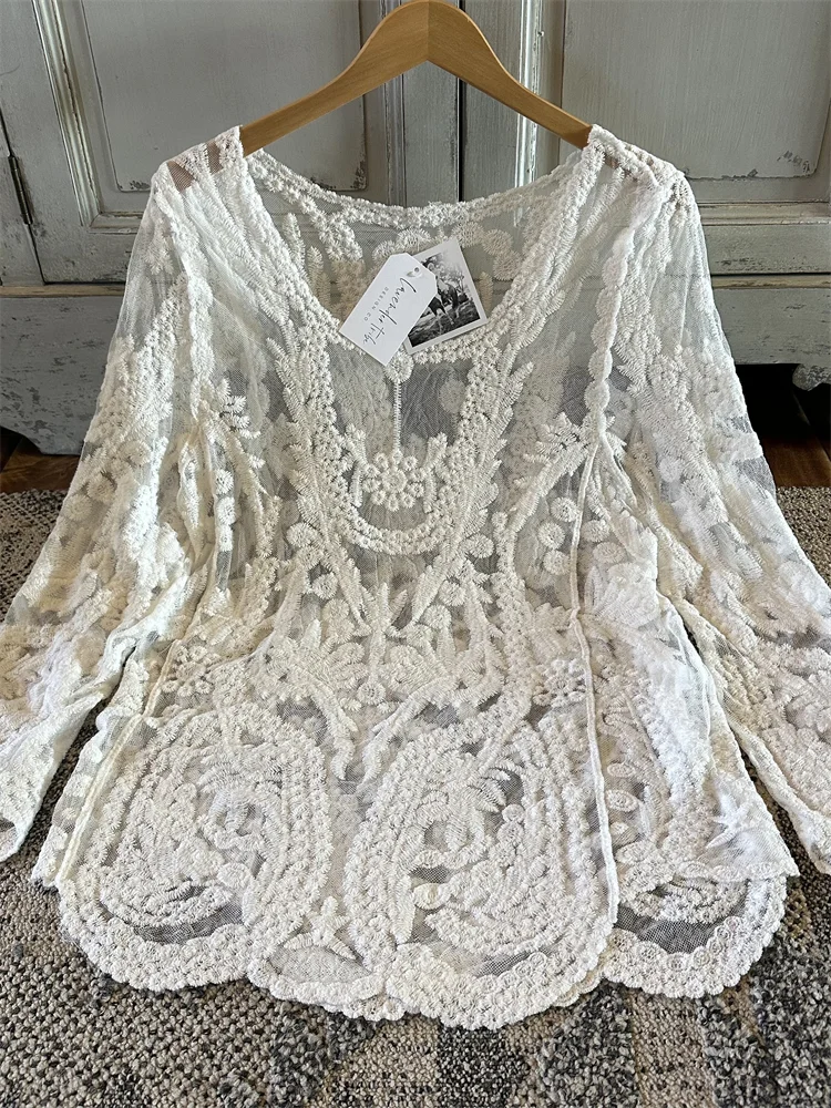 Vintage Classy Floral Lace Flowy Tunic