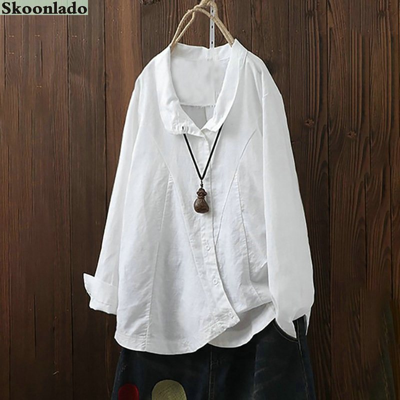 Newest Sleeve Linen Women Tops S- 5xl Plus Size Casual Fashion Cotton Linen Lady Shirt Office Working