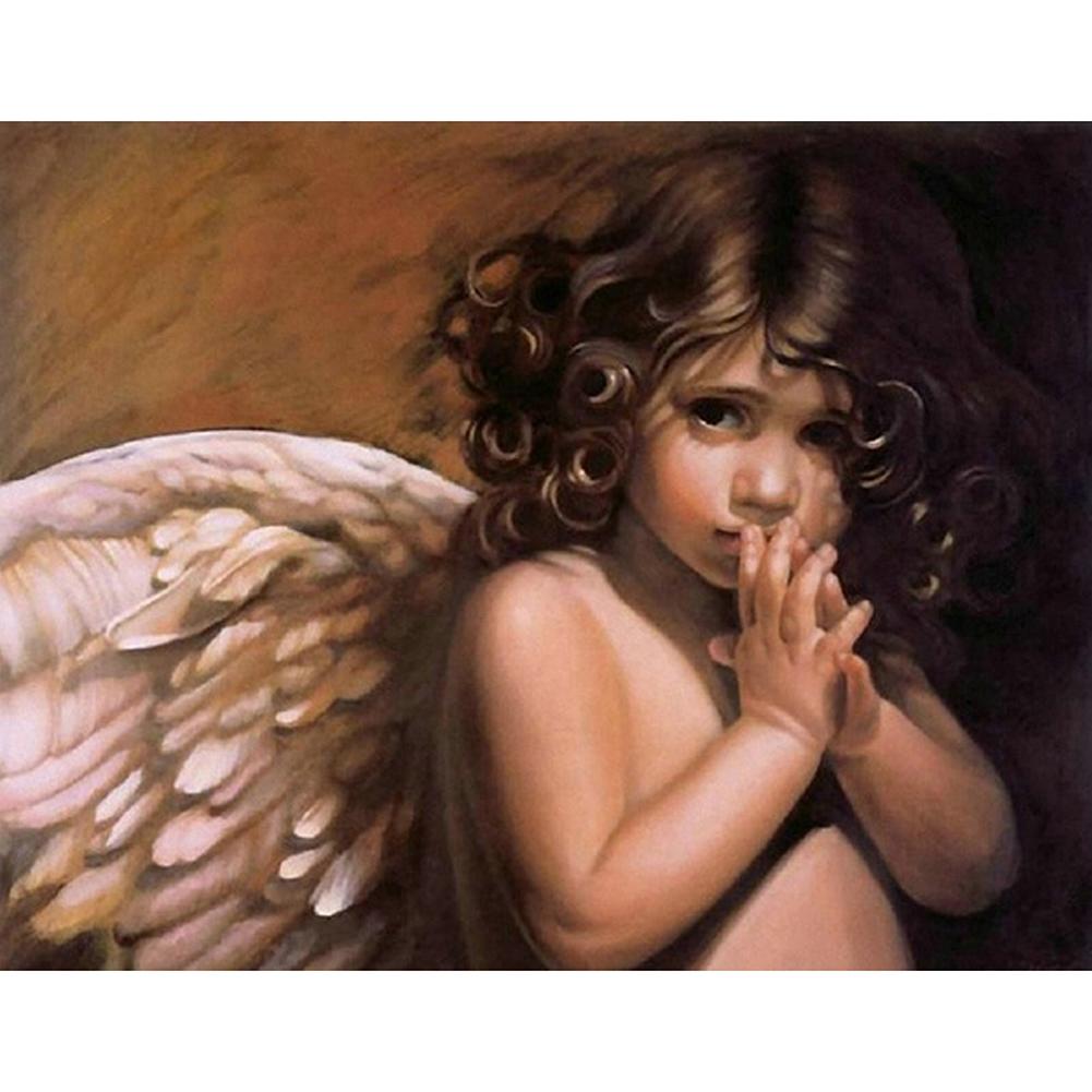 Wings Angel Kid Round Part Drill Diamond Painting 37X30CM(Canvas) gbfke