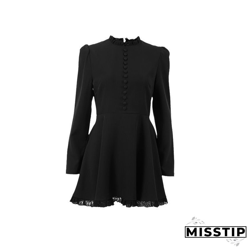 Women's Fashion Elegant Round Neck Long Sleeve Dresses