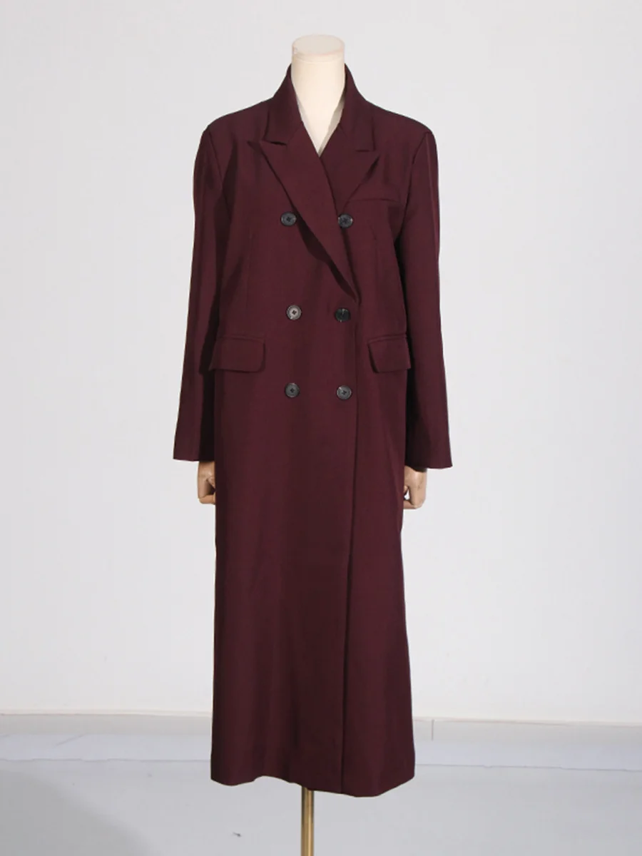 Toloer Toloer Temperament Windbreaker Coat Female 2024 Autumn New Casual Wind Pure Color Versatile Senior Sense Long Coat Female-Outfit Ideas