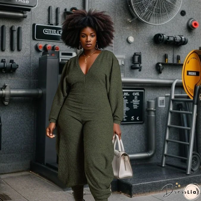 Women Ribbed Solid Patchwork Jumpsuit