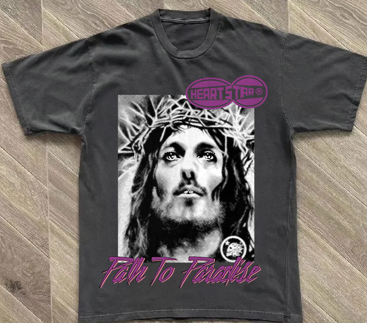 Vintage Hellstar Studios Jesus High Street Print Casual Cotton Short Sleeve T-Shirt