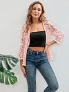 Elegant Floral Lace Cardigan - 3/4 Sleeve, Sheer, Open Front Design - Versatile for Casual or Evening Wear, Women's Fashion Top