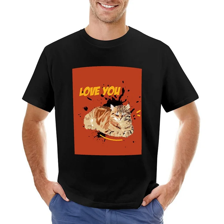 Love You Cat Designable Men's T-shirt	