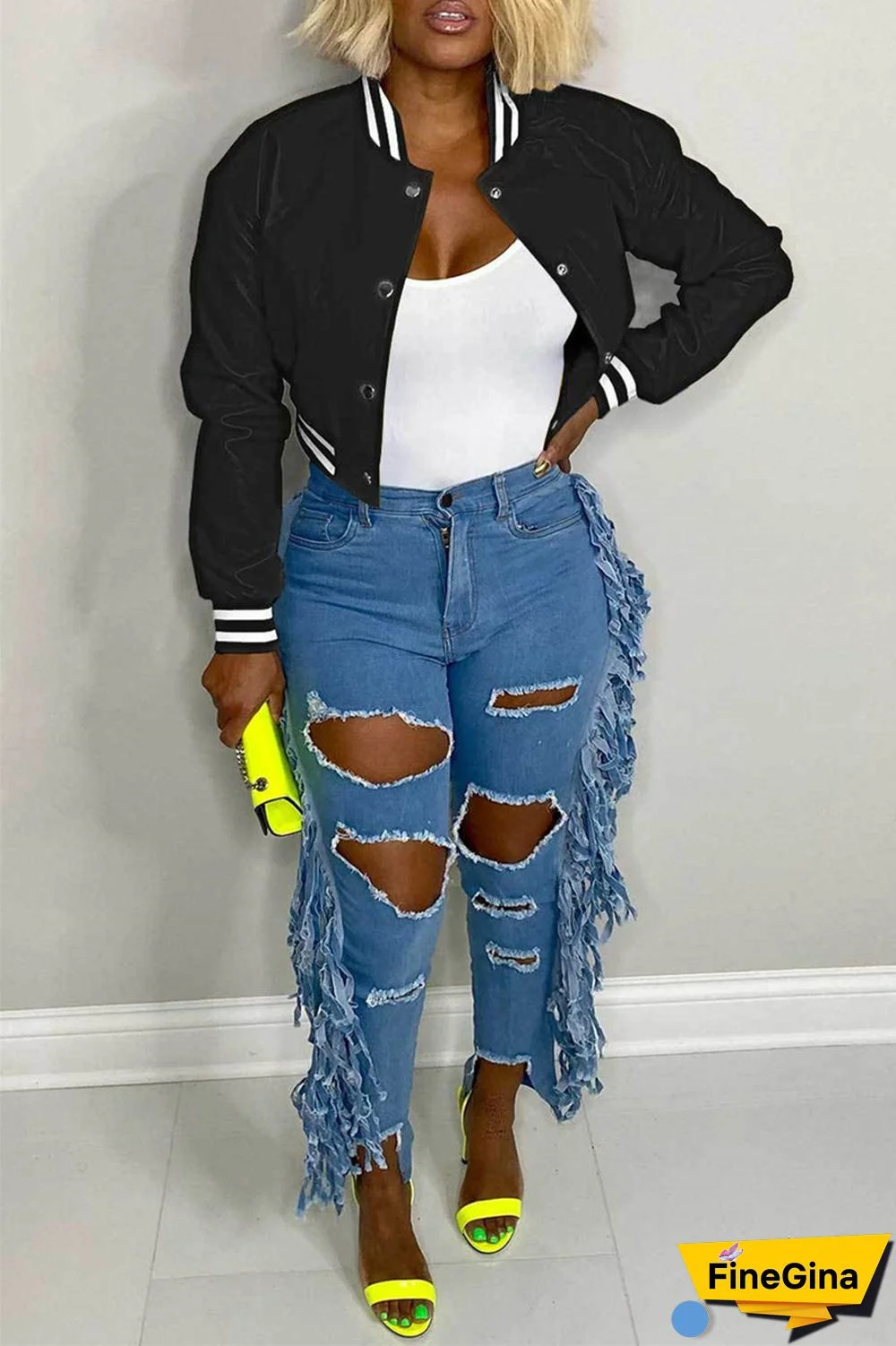 Black Casual Solid Patchwork Conventional Collar Outerwear