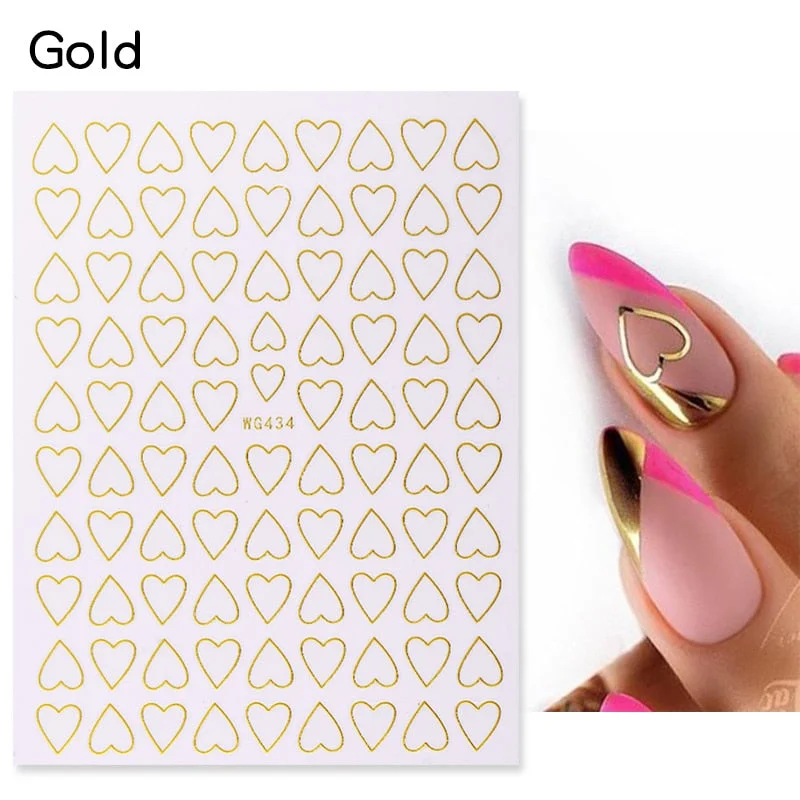 1PC 3D Nail Stickers Red Heart Love Self-Adhesive Slider Nail Art Decorations Valentine's Day Decals Manicure Accessories Tool-Nail Inspo