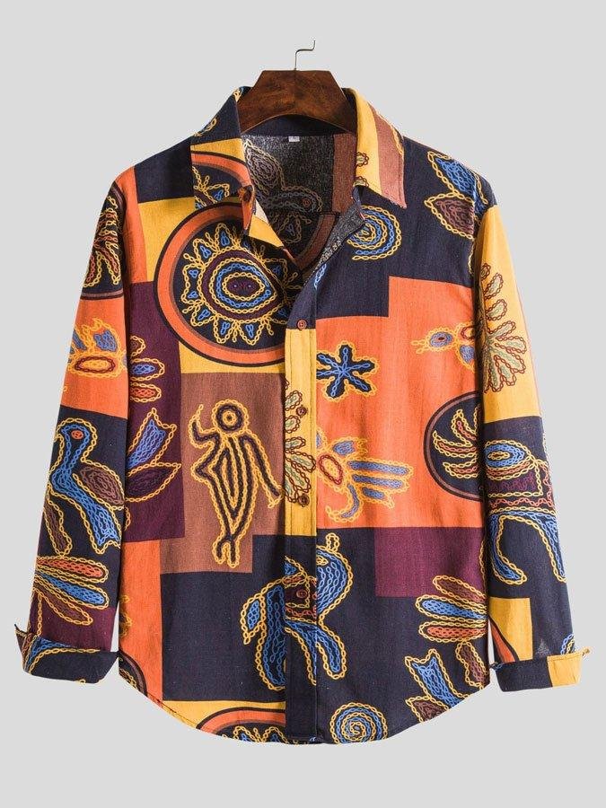 As Picture Shirt Collar Printed Work Shirts