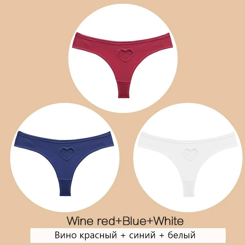 FINETOO Cotton Thongs Women Hollow Out Heart G-string Panties S-XL Ladies T-back Underpants Sexy Thong Panties Female Lingerie