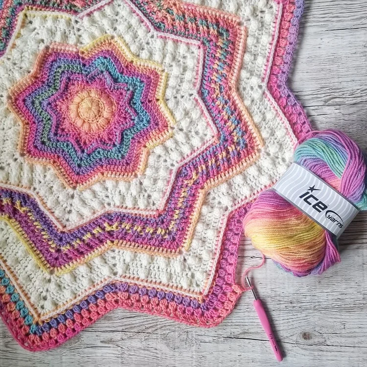 Rainbow Starlight Blanket Crochet Digital Pattern