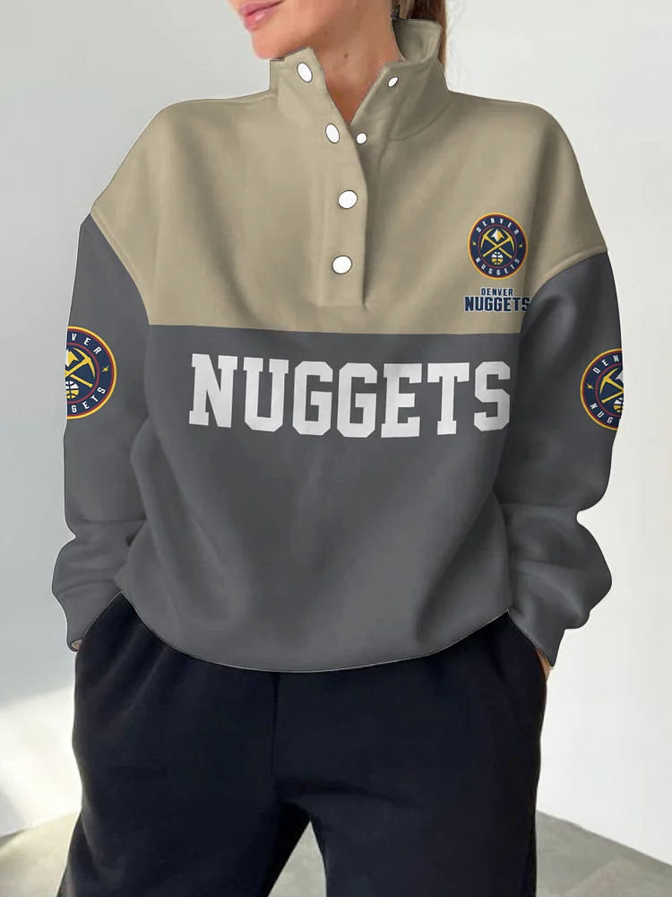 Denver Nuggets 2025 New Design Casual Snap Mockneck Pullover