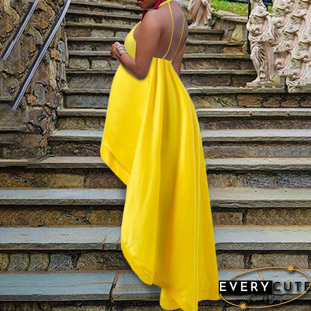 Summer Women Halter Neck Tank Tops Long Dress Sleeveless Backless Casual Loose High Low Blouse Shirt Plus Size