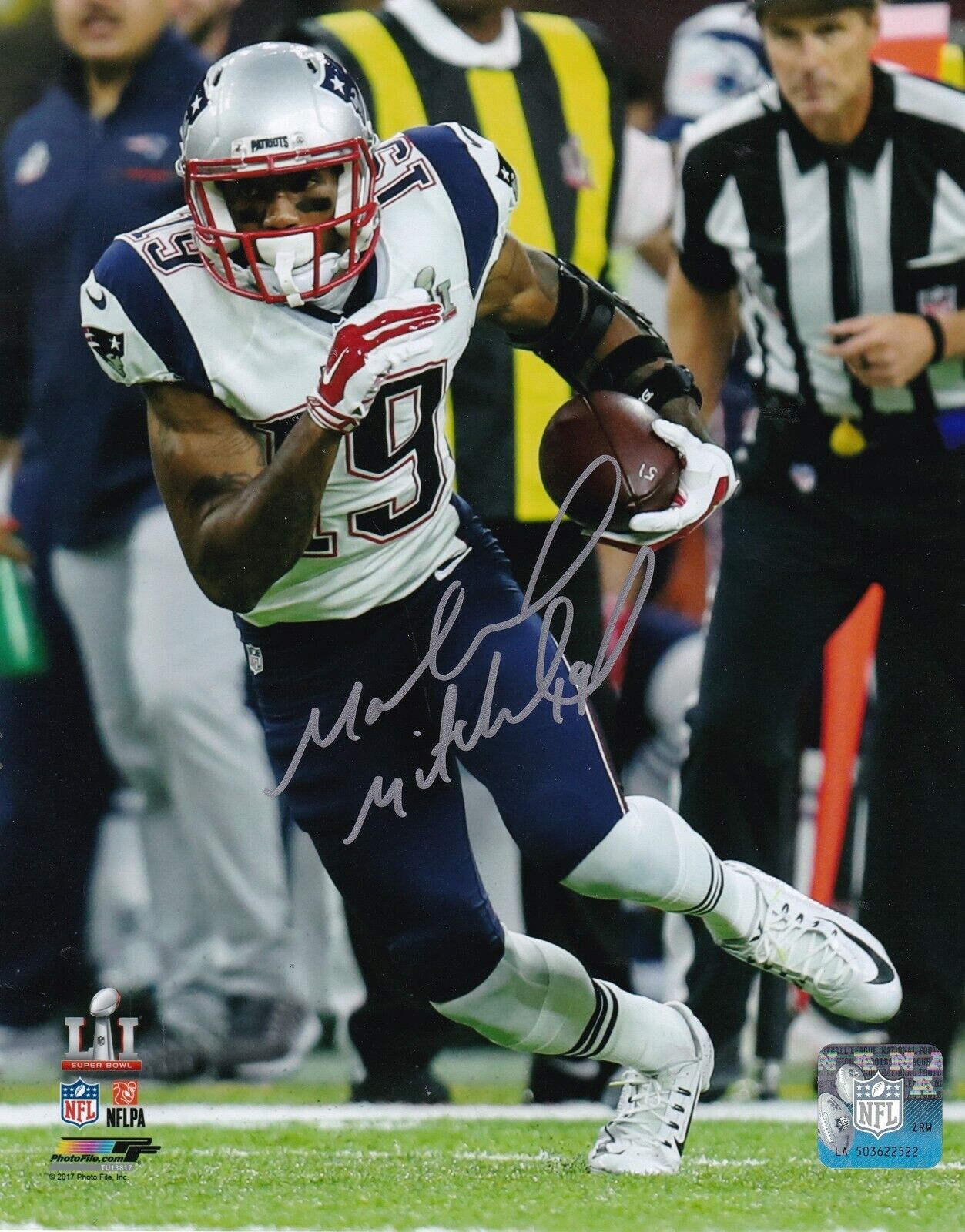 MALCOLM MITCHELL NEW ENGLAND PATRIOTS ACTION SIGNED 8x10