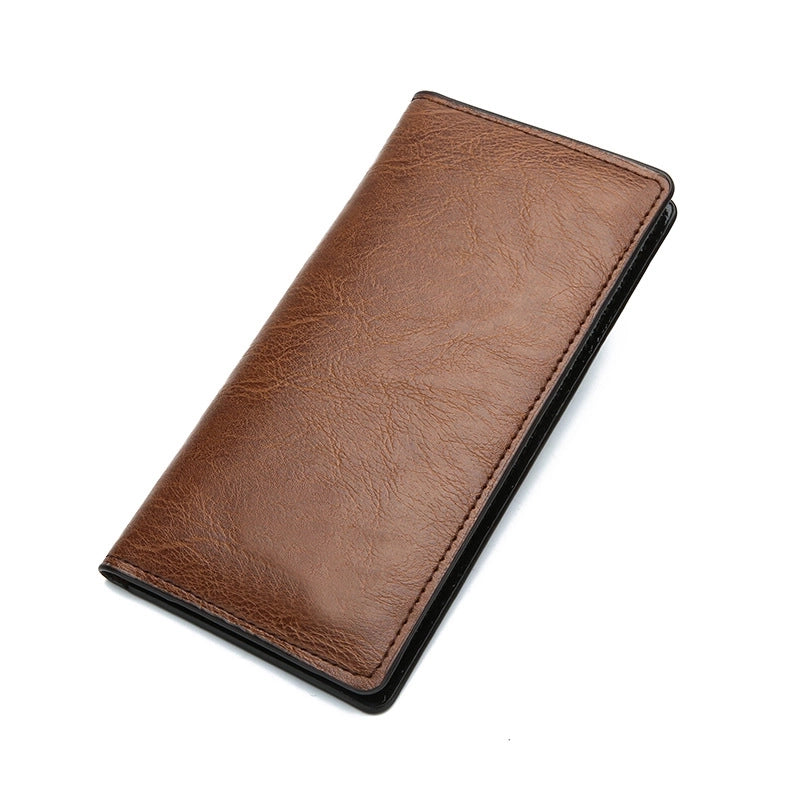 Men’s Solid Color Pu Leather Open Small Wallets Long Wallets