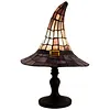 Resin Stained Glass Witch Hat Lamp USB Powered Gothic Wizard Hats Night Light Halloween Home Decor Accent Lamps for Home Office Dormitory Bar Decorate