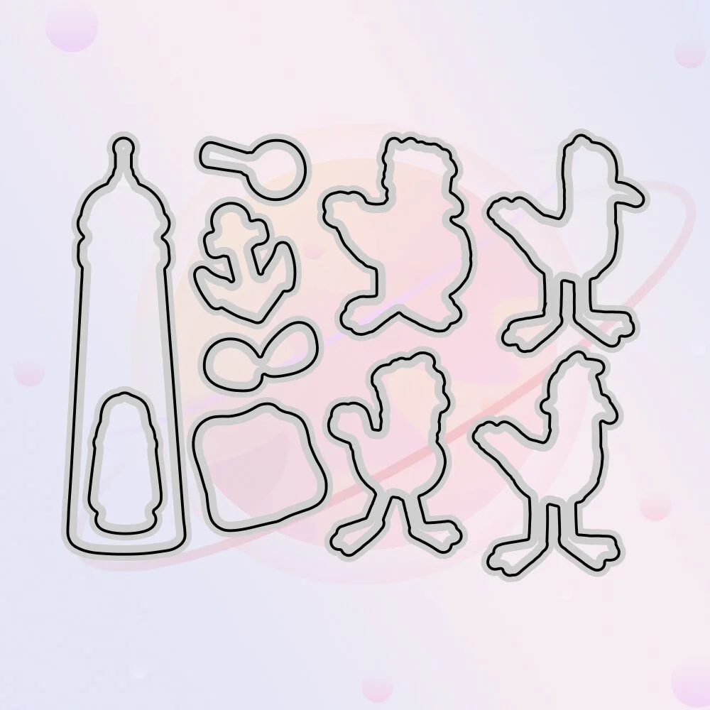 Farm Funny Ducks Lighthouse DIY Metal Cutting Dies Clear Stamp Scrapbooking Cut Dies Silicone Stamp Stencil For Decor Card Craft