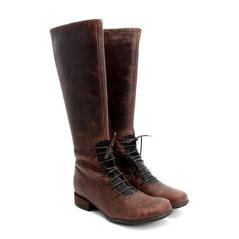 Women Vintage Front Lace Up Boots Casual Classic Shoes | IFYHOME