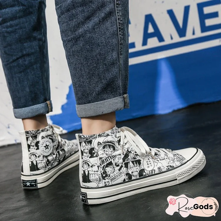 Men's Versatile Couples Spring Graffiti Canvas Shoes