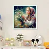 Girl Picking Flowers-11CT Stamped Cross Stitch 50*50cm/19.69*19.69in