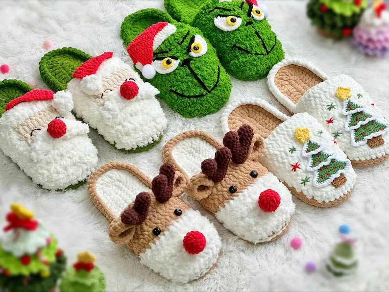 Crochet Christmas Slippers Collection Pattern
