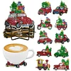 10pcs/set DIY Diamond Art Halloween Art Diamonds Coaster with Holder Kits (Christmas Car)