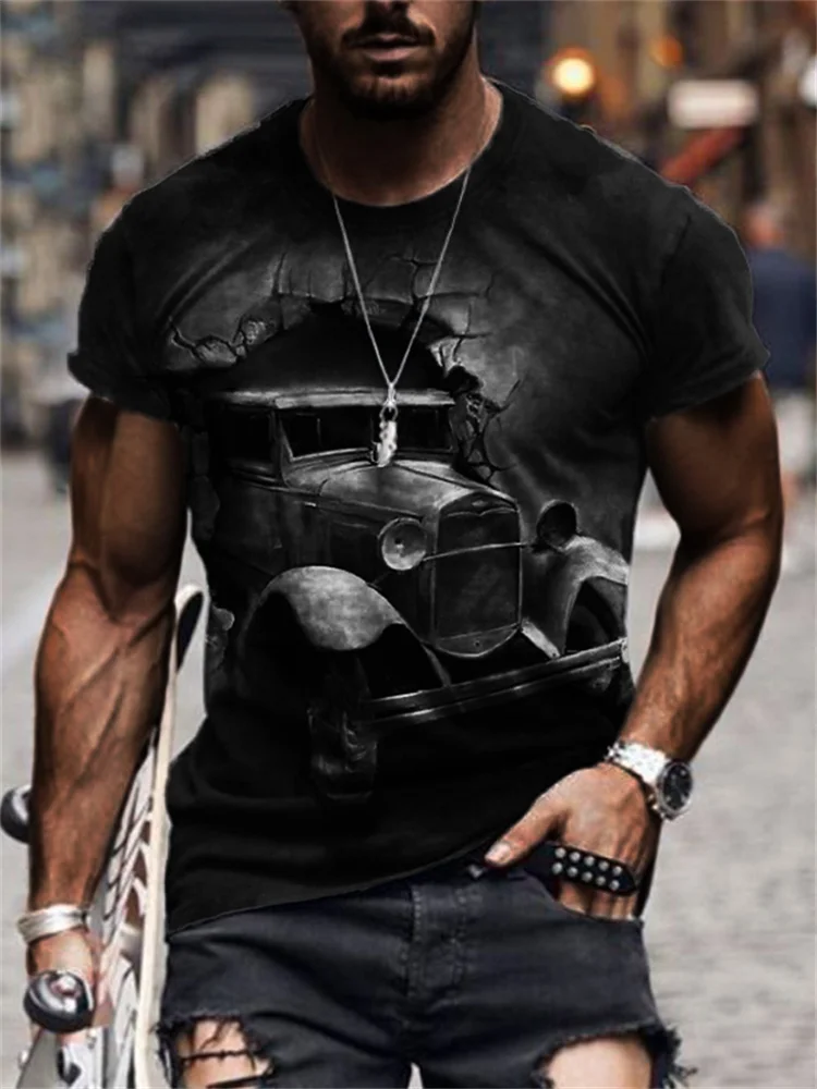 BrosWear Men's Vintage Classic Car Art Comfy T Shirt