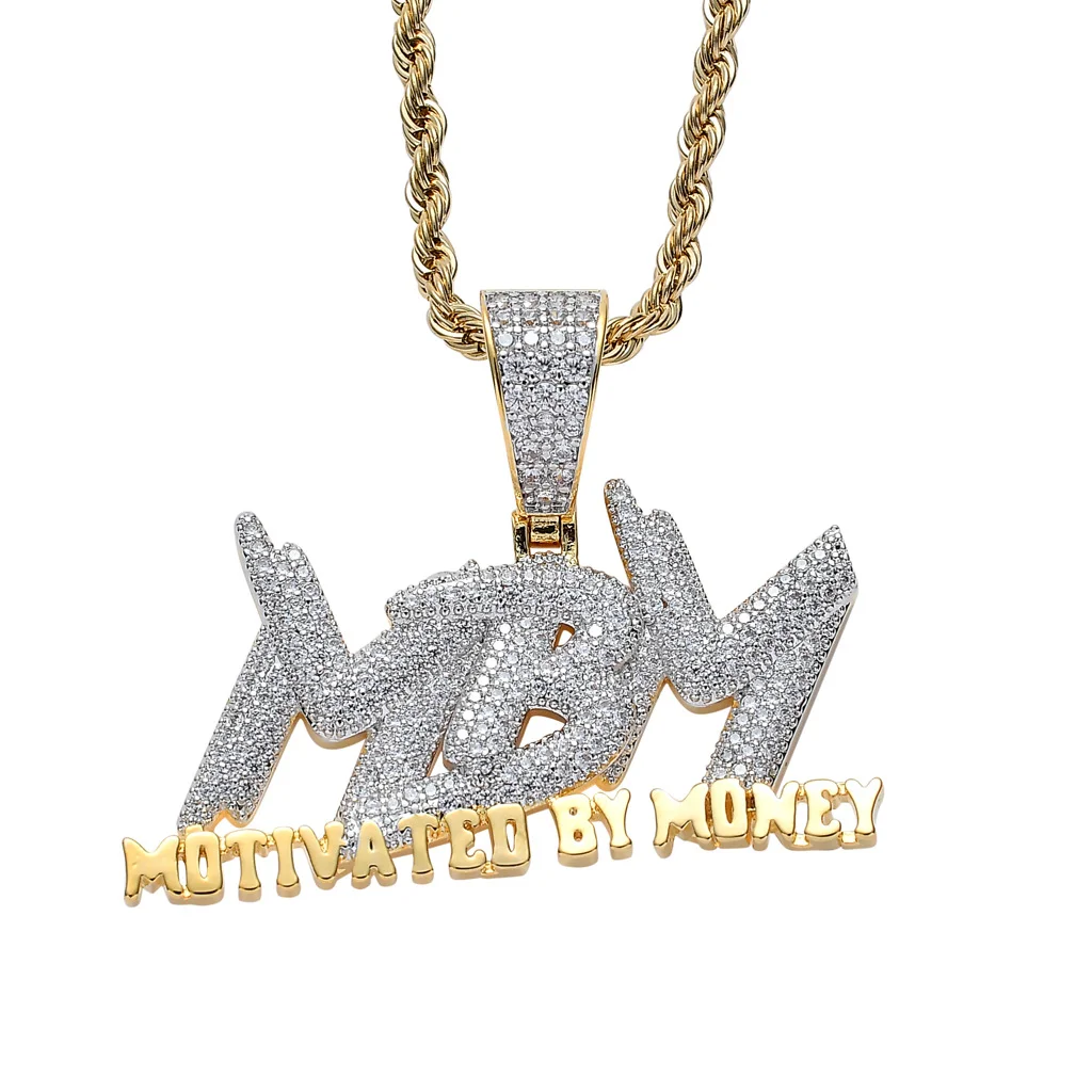Iced Out Motivated Zirconia MBM Letters Pendants Necklaces-VESSFUL