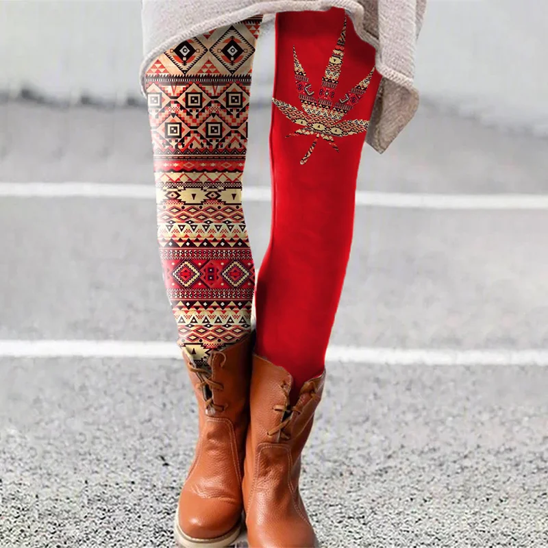 Skinny Casual Leaf Print Leggings