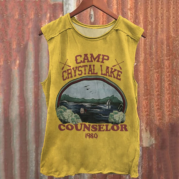 Comstylish Men's Camp Crystal Lake Print Crew Neck Casual Tank Top