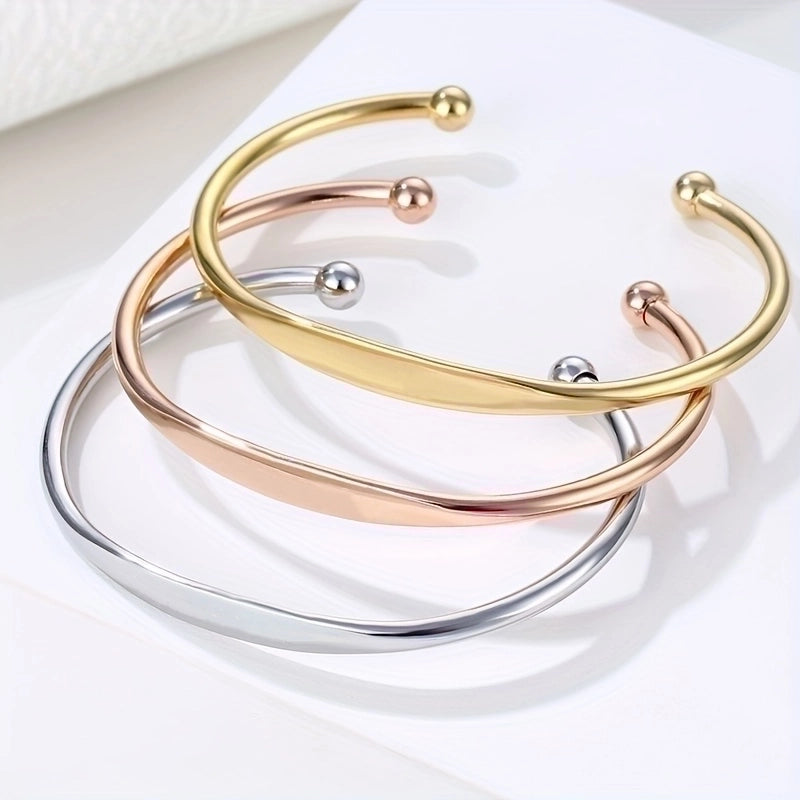 Minimalist Classic Style Solid Color Stainless Steel Plating 18k Gold Plated Bangle