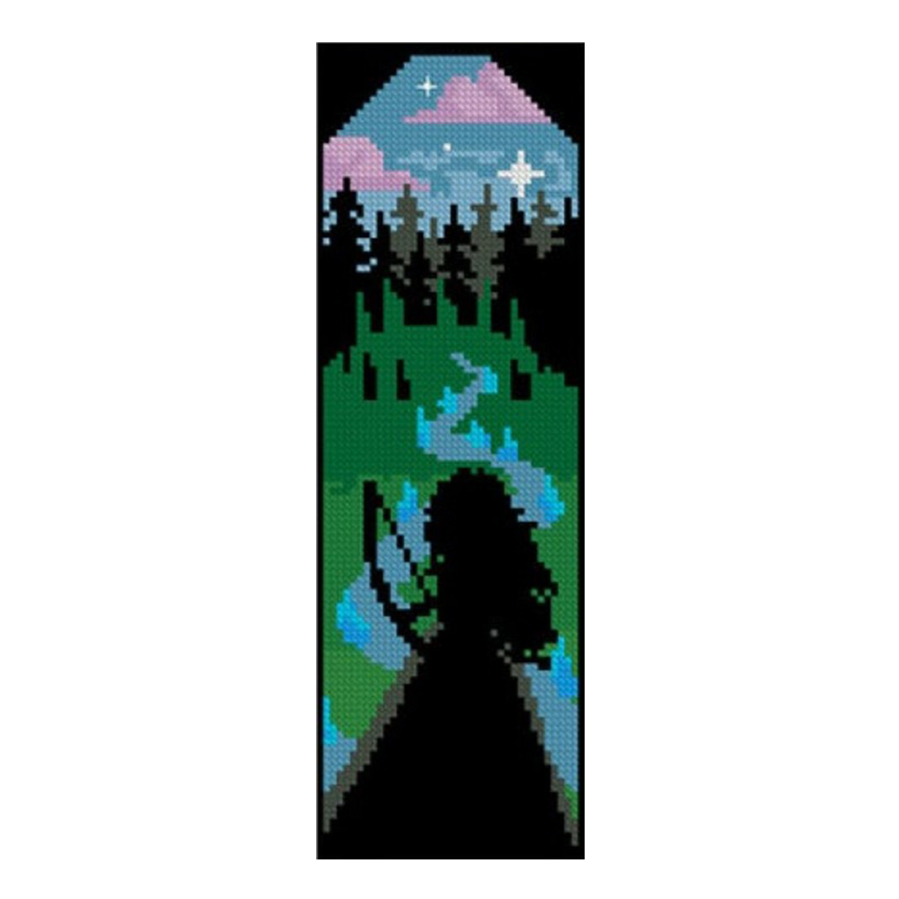 

Cartoon Night View - 12CT Counted Cross Stitch - Double-sided Bookmark, 501 Original