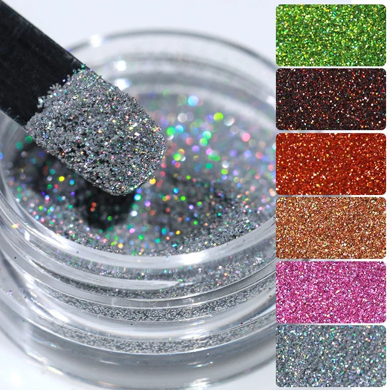 1Box Gray Gradient Shiny Nail Glitter Powder iridescent Sparkly Nail Art Chrome Pigment Silver DIY Nail Art Decoration
