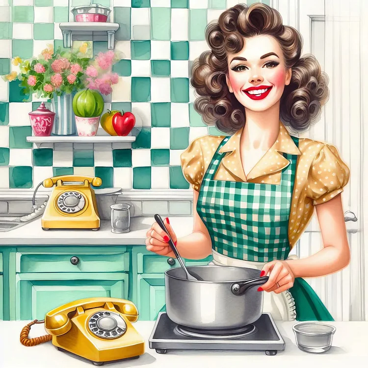 Cooking Lady 40*40CM(Canvas) Diamond Painting gbfke