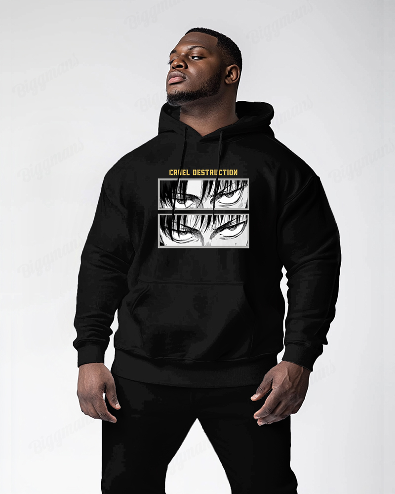 Cotton-sharp Eyes Animation Printing Men's Loose Oversized Hoodie