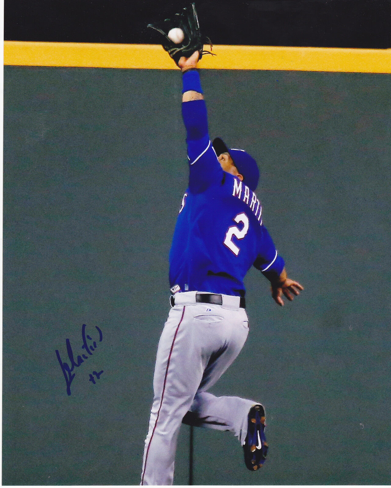 LEONYS MARTIN TEXAS RANGERS ACTION SIGNED 8x10