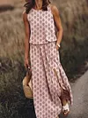 Women's Casual Round Neck Solid Color Sleeveless Slit Jumpsuit Long Dress