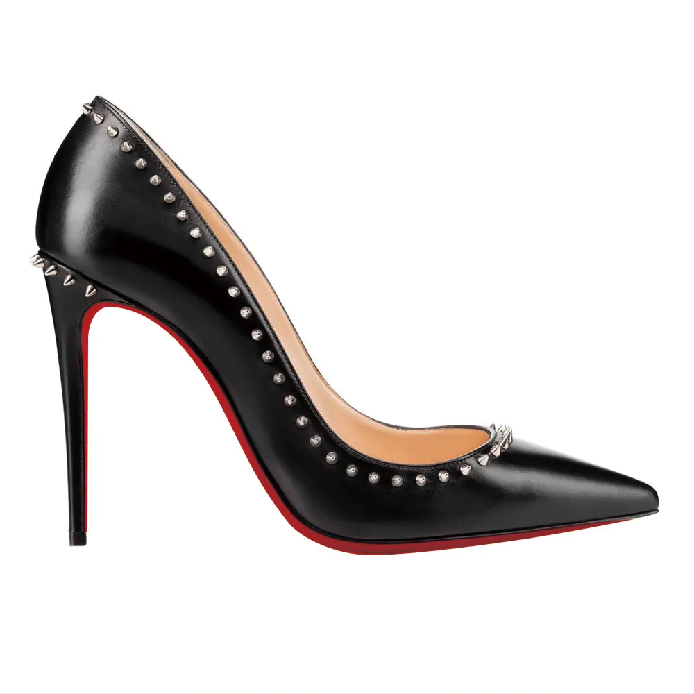 100mm Women's High Heels Red Soles Pumps Party Stilettos With Rivets-vocosishoes