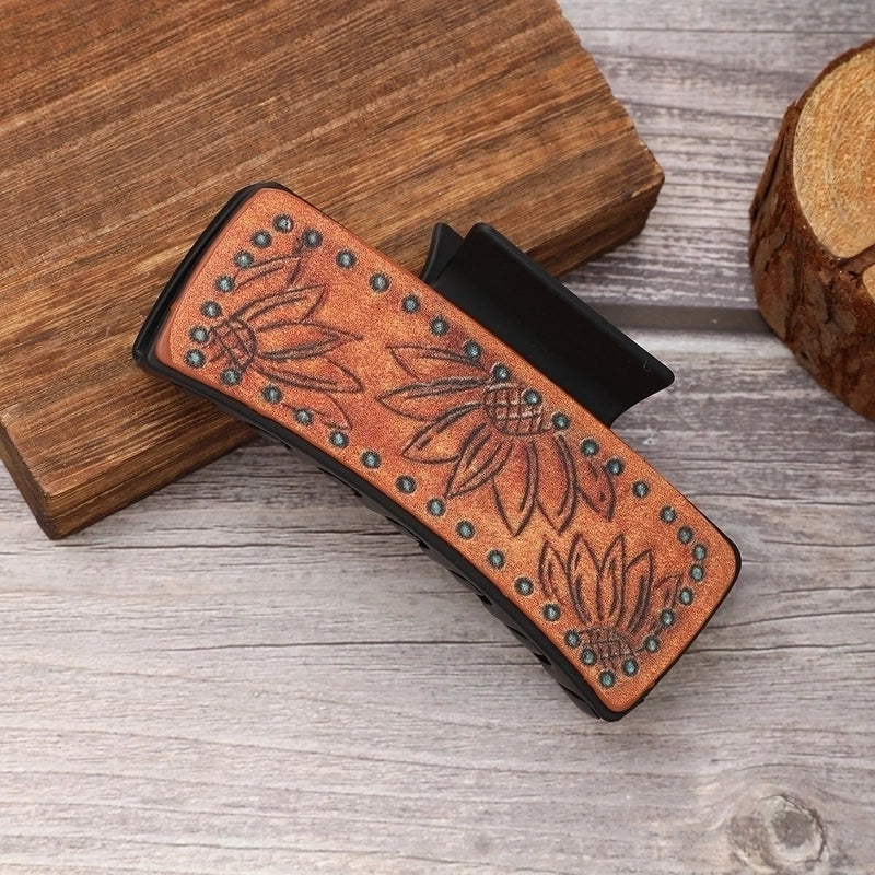 Women’s Vintage Style Minimalist Sunflower Pu Leather Hair Claws