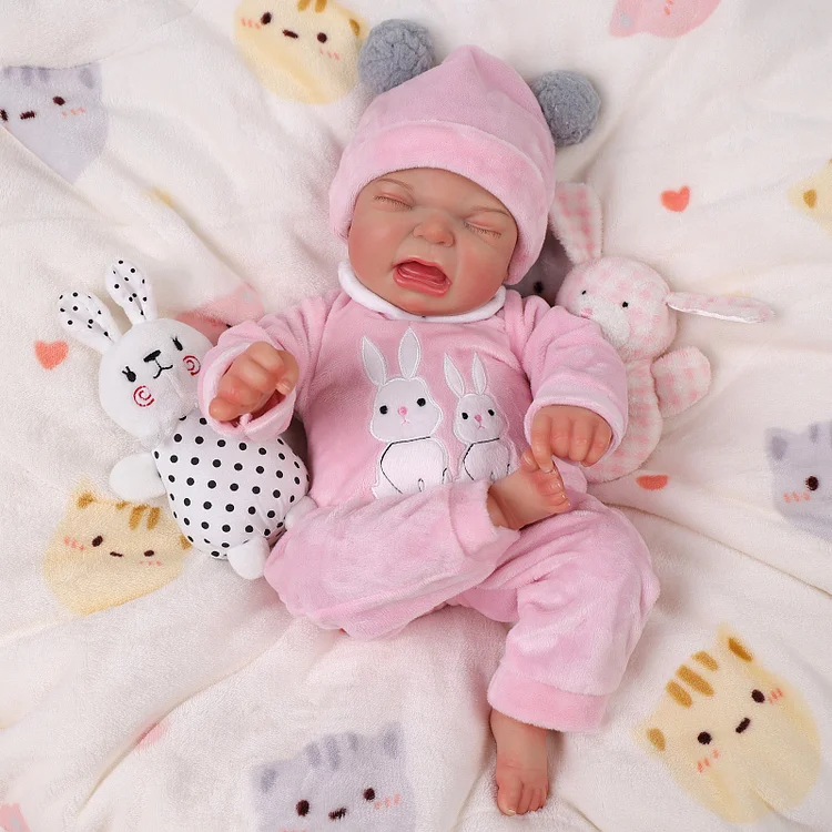 Babeside 17'' Realistic Reborn Baby Doll Sleeping Girl Kubo - Pink & Rabbit Style