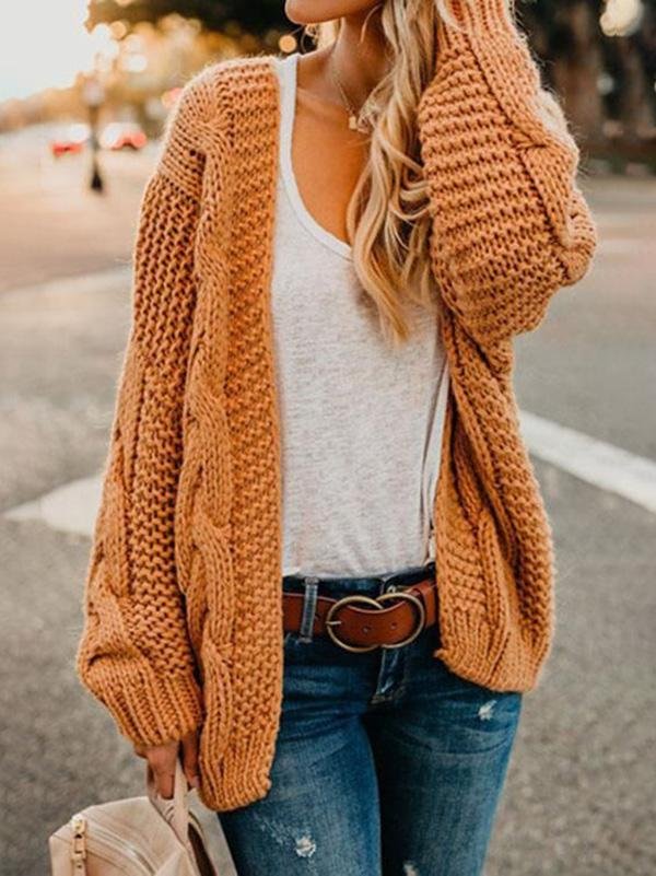 Casual loose solid color sweater cardigan
