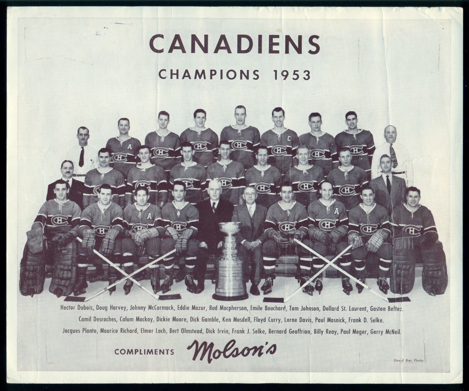 1953 Montreal Canadiens W/Plante Rc Year Richard Team issue Original 8x10 Photo Poster painting